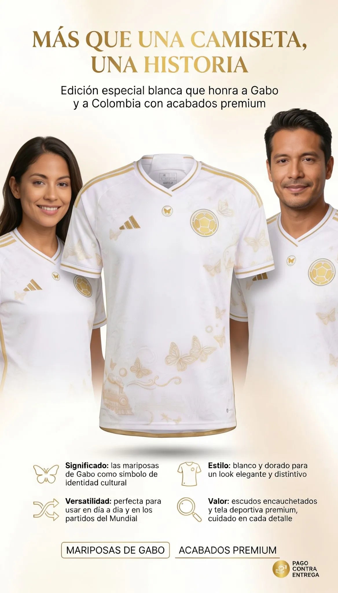 CAMISETA BLANCA EDICION ESPECIAL SELECCION COLOMBIA