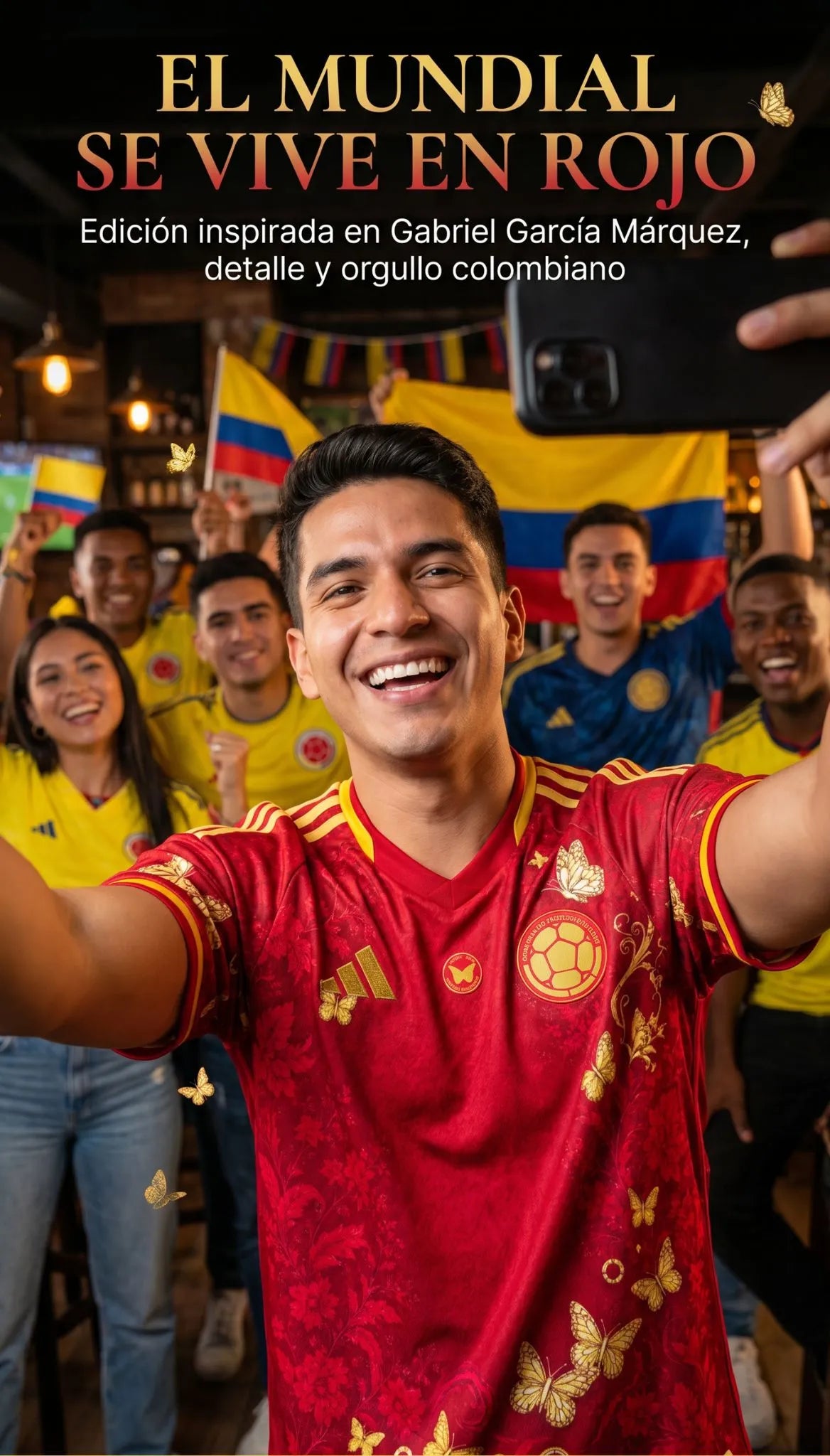 CAMISETA ROJA MARIPOSAS SELECCION COLOMBIA