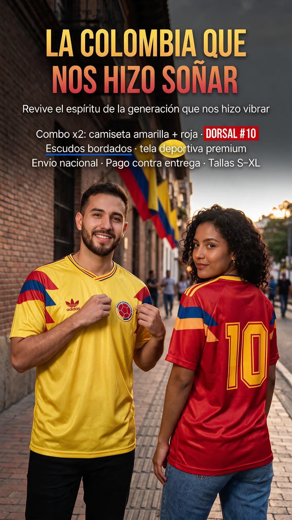 COMBO 2 CAMISETAS RETRO 1990 COLOMBIA