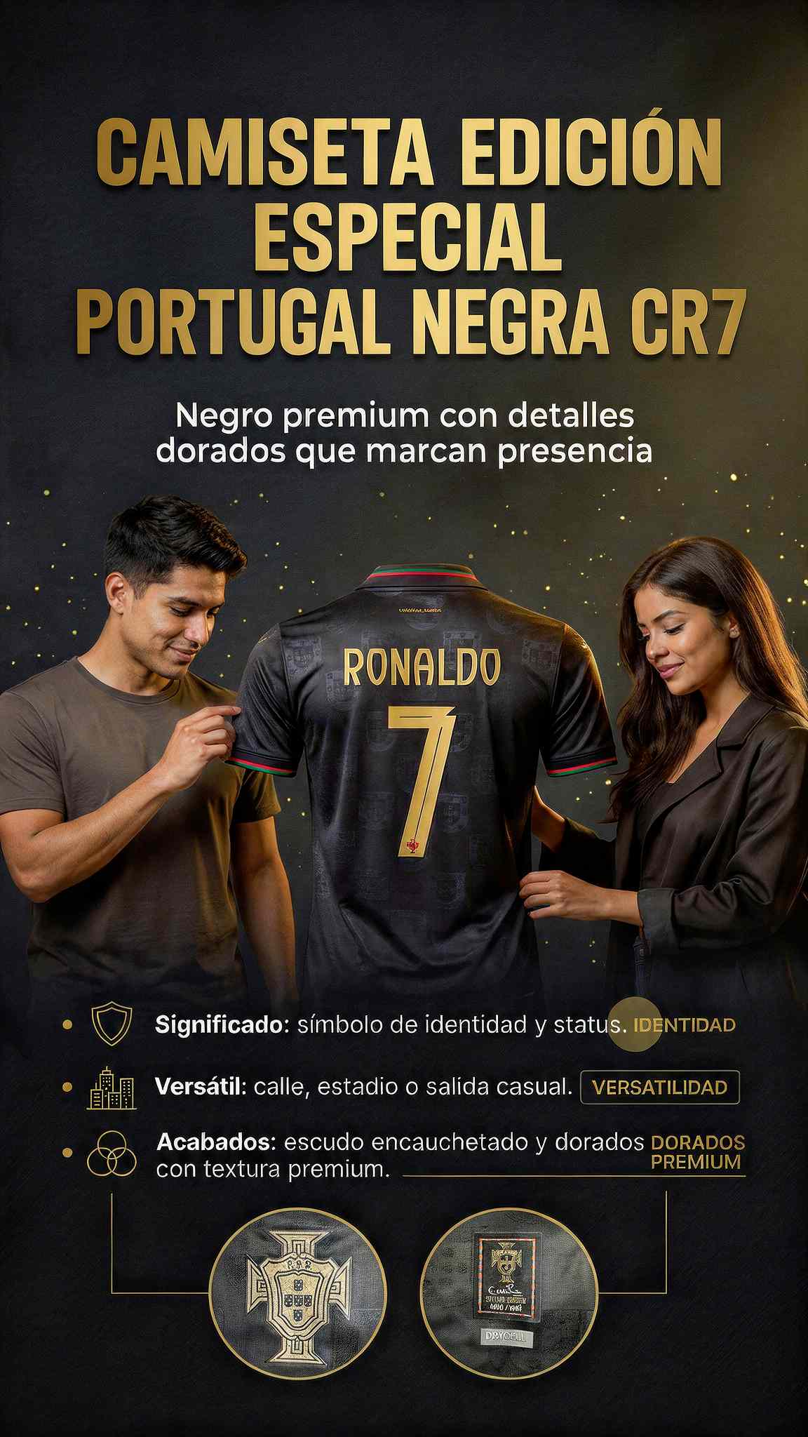 CAMISETA PORTUGAL NEGRA CRISTIANO RONALDO
