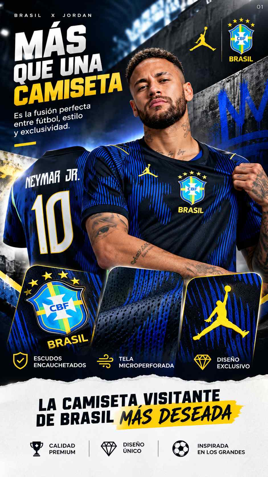 CAMISETA BRASIL X JORDAN EDICION ESPECIAL