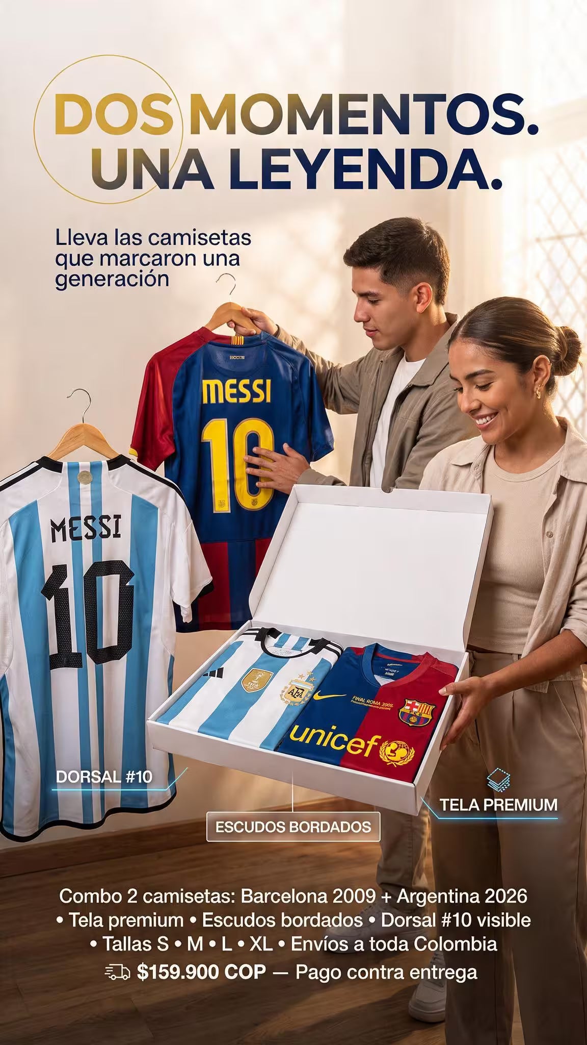 COMBO 2 CAMISETAS HISTORICAS DE MESSI