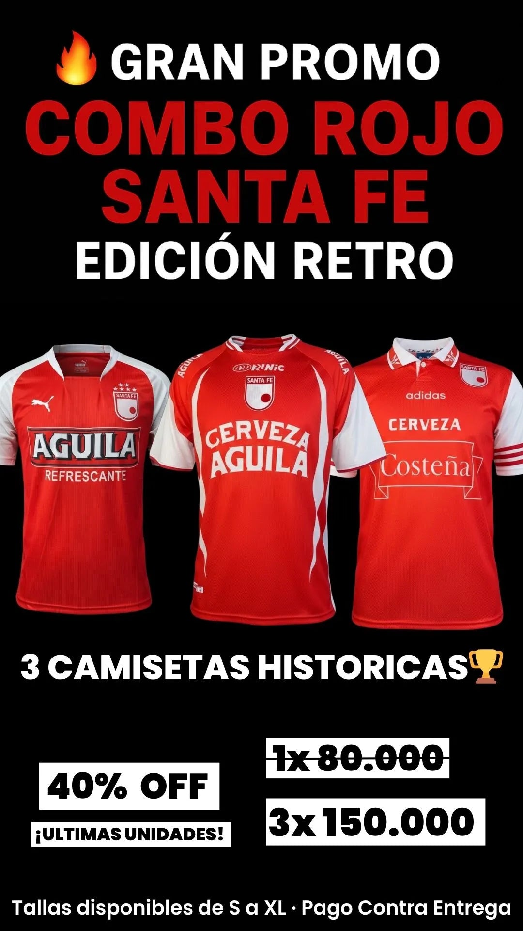 COMBO ROJO INDEPENDIENTE SANTA FE                                                                                                ⭐⭐⭐⭐⭐ 216 Reseñas
