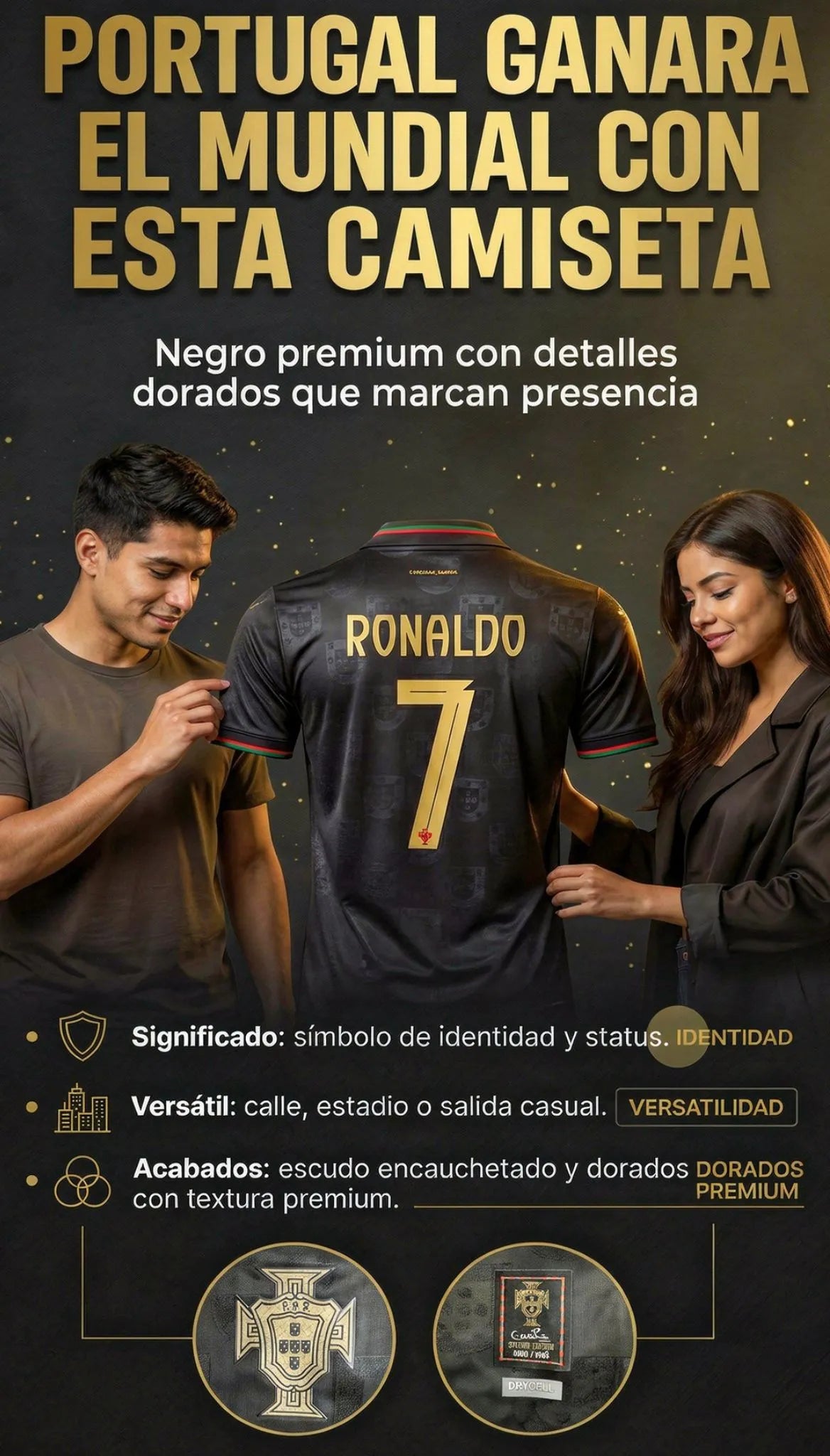 CAMISETA PORTUGAL NEGRA CRISTIANO RONALDO