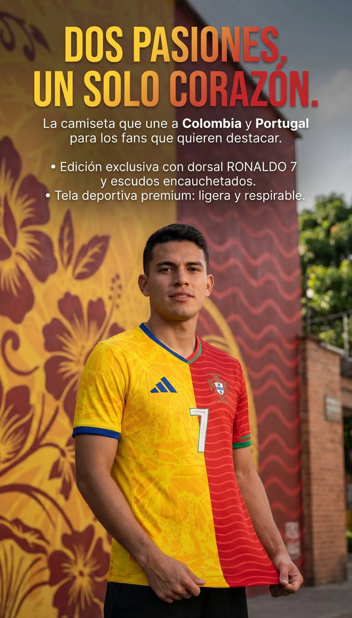 CAMISETA EDICION ESPECIAL COLOMBIA Y PORTUGAL CR7