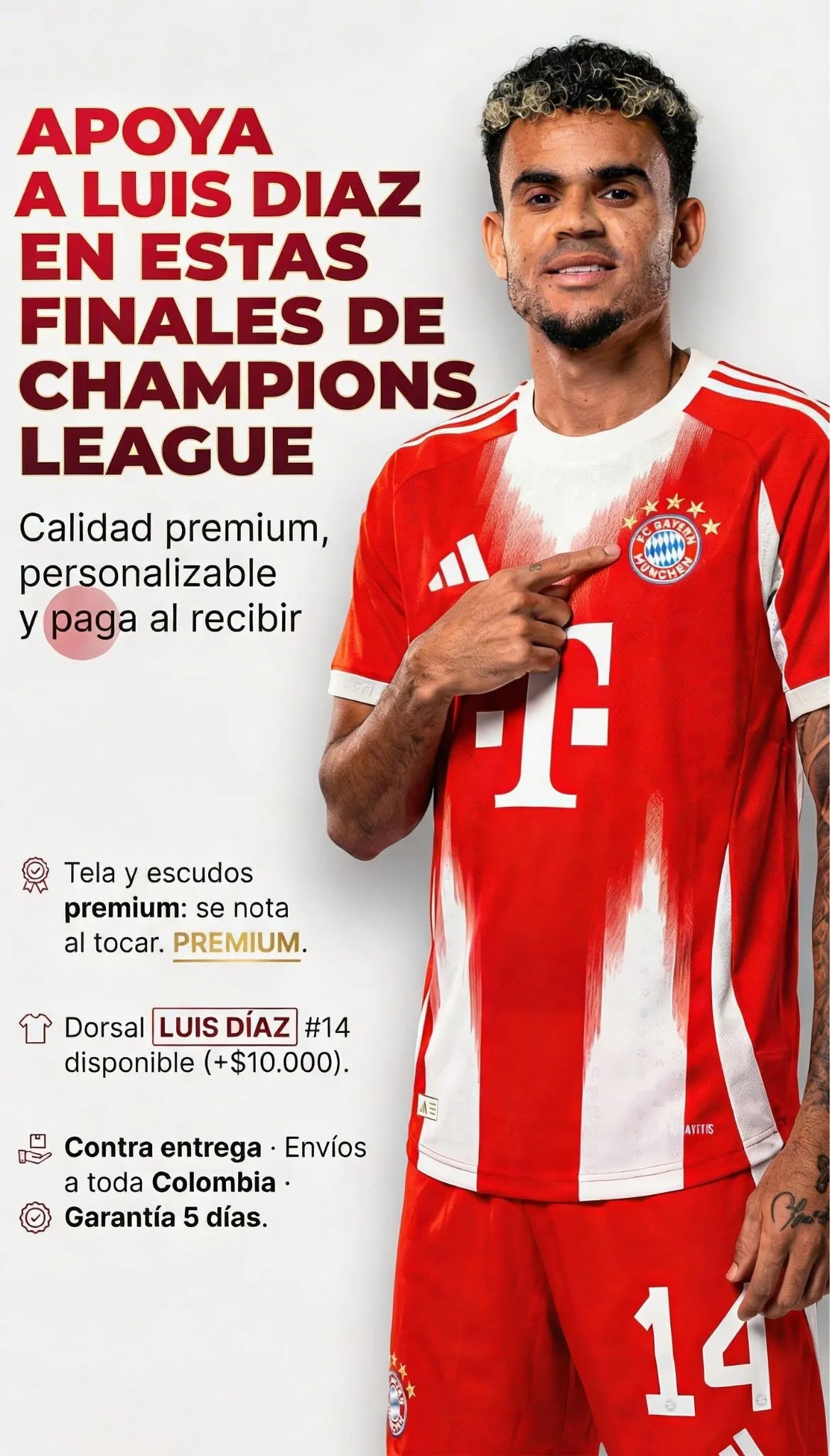 CAMISETA LOCAL BAYERN MUNICH LUIS DIAZ