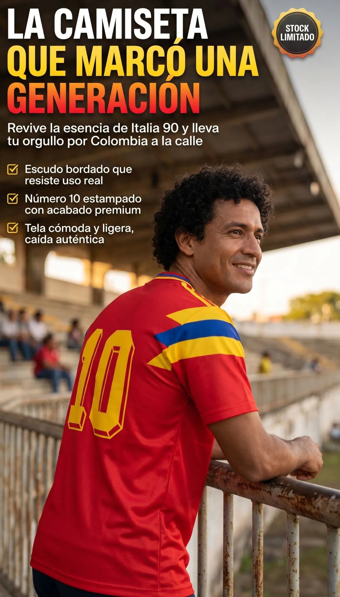 CAMISETA RETRO COLOMBIA ROJA 1990