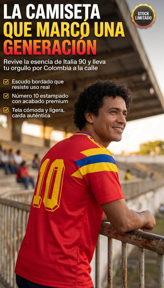 CAMISETA RETRO COLOMBIA ROJA 1990
