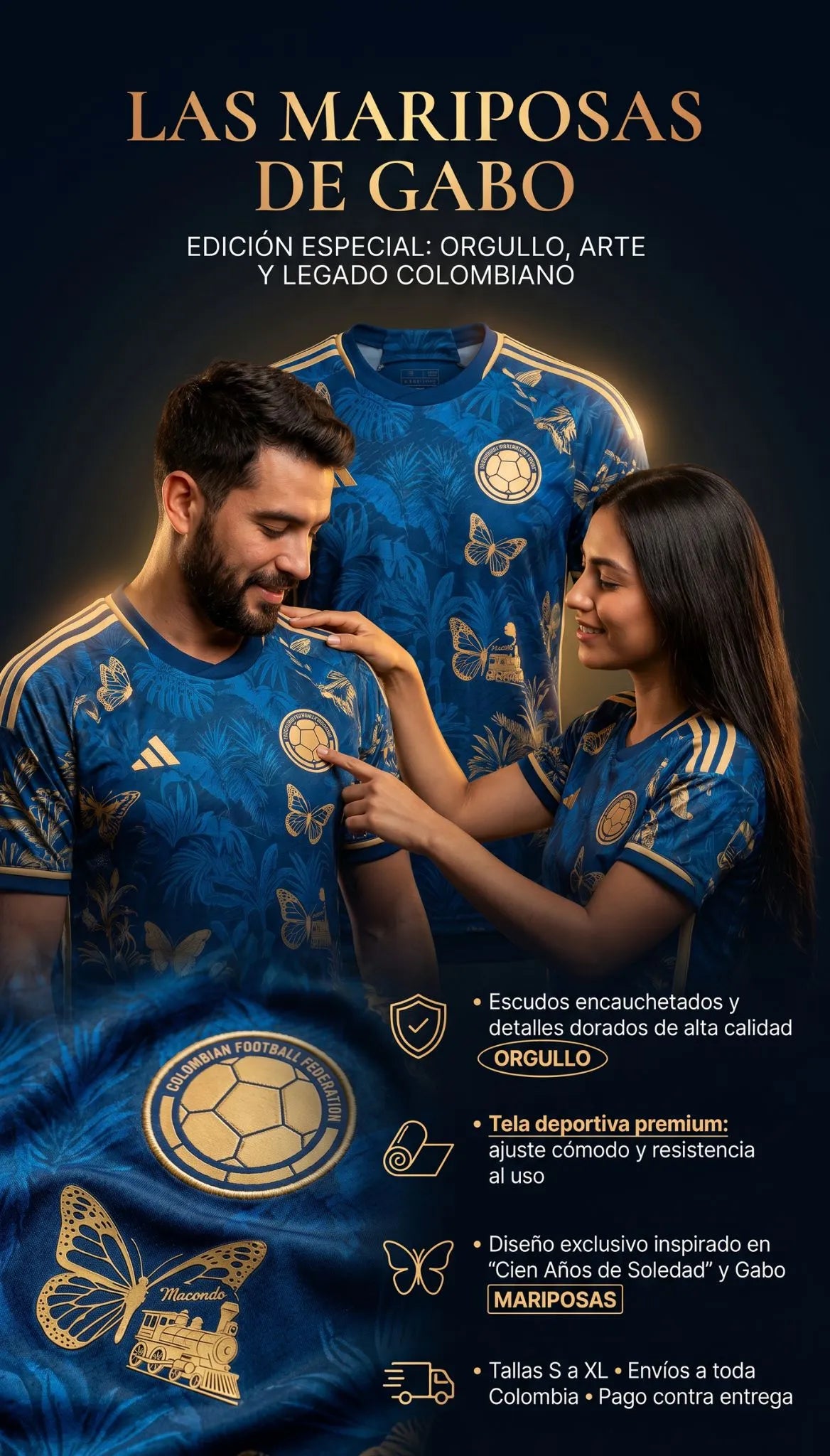 CAMISETA AZUL EDICION ESPECIAL SELECCION COLOMBIA