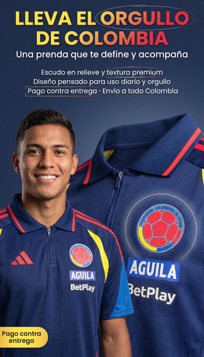 CAMISETA TIPO POLO AZUL OSCURA SELECCION COLOMBIA