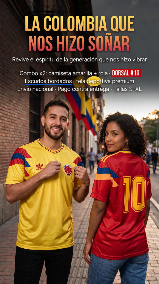 COMBO 2 CAMISETAS RETRO 1990 COLOMBIA