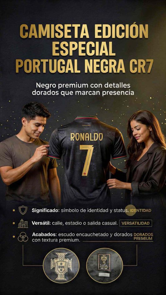 CAMISETA PORTUGAL NEGRA CRISTIANO RONALDO