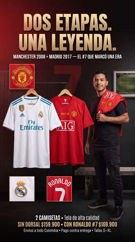 COMBO 2 CAMISETAS CR7: MANCHESTER+ REAL