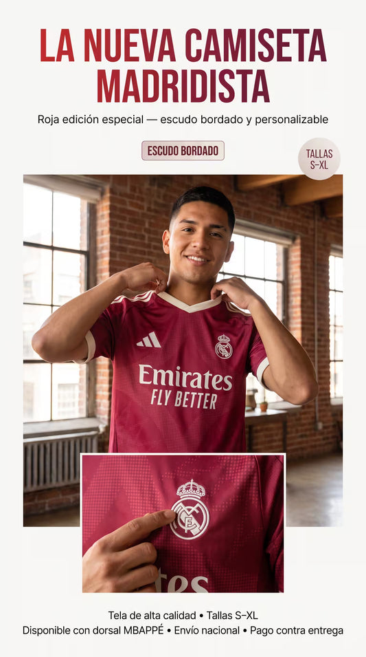 NUEVA CAMISETA REAL MADRID ROJA 26/27